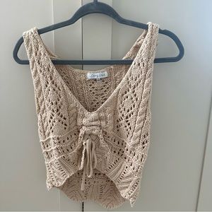 Crochet beige tank top for summer